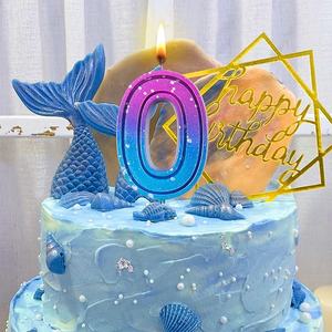 2,76 pulgadas oro rosa verde Feliz <span class=keywords><strong>cumpleaños</strong></span> pastel número velas pastel congelado decoración para fiesta celebración - Product Image 4