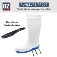 Bottes de pluie de sécurité en PVC blanc Tiger Master certifiées CE, avec embout en acier, anti-perforation, imperméables et antidérapantes pour hommes, pour l'industrie alimentaire