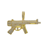 Bijoux Hip Hop plein diamant CZ pierre pavé mode Ak-47 dominatrice mitraillette pendentif