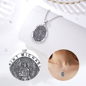 Collar de San Miguel Arcángel Merryshine Fabricante de Joyería Medallón Personalizado Católico Romano de Plata Esterlina 925 Medalla Amuleto Colgante - Product Image 5