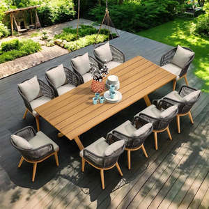 Offre Spéciale PE rotin Grain <span class=keywords><strong>de</strong></span> bois <span class=keywords><strong>jardin</strong></span> Patio ensemble <span class=keywords><strong>de</strong></span> salle à manger cadre en <span class=keywords><strong>aluminium</strong></span> étanche ensemble <span class=keywords><strong>de</strong></span> <span class=keywords><strong>jardin</strong></span> mobilier d'extérieur - Product Image 1