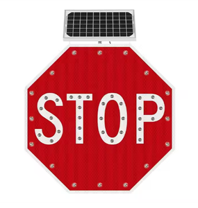 Factory Direct Aluminium Elektronische blinkende Straße beleuchtetes Schild <span class=keywords><strong>LED</strong></span>-Verkehrs zeichen Solar betriebenes <span class=keywords><strong>LED</strong></span>-Stoppschild für die Verkehrs sicherheit - Product Image 1