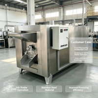 Rôtissoire à tambour motorisée multifonctionnelle en acier inoxydable KMEC pour arachides, soja, maïs et noix, usage professionnel en boulangerie, capacité 100 kg/h