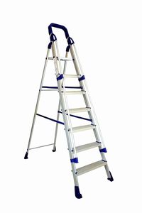 PARASNATH 7-Step Maple <b>Ladder</b> with Blue Silver Finish Mild Steel and <b>Aluminium</b> Steps FRP Material Home Tool Railing <b>Ladder</b> - Product Image 2