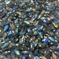 Pendentif en labradorite naturelle facettée avec trou percé, breloques en pierre bleue chatoyante de haute qualité pour la fabrication de bijoux DIY, collier
