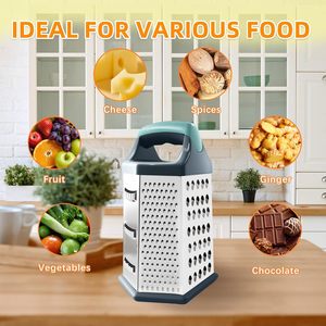 Râpe à 6 faces en acier inoxydable antiadhésive avec boîte, compatible lave-vaisselle et four, pour couper le fromage et les légumes - Product Image 3