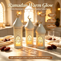 Lanterne à bougie en métal Ramadan Eid Mubarak, décoration de mosquée en forme de croissant de lune pour la maison musulmane, décoration de table