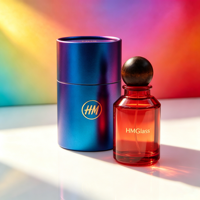 Vente en gros HANMING HH-250 Flacon de parfum en verre givré moderne de 100 ml, personnalisable, avec couvercle en bois, diffuseur compatible, cadeau