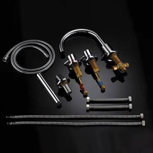 Robinet de baignoire à 4 trous avec douchette à main, mitigeur de baignoire à poser sur le rebord - Product Image 6