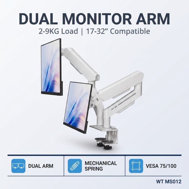 Premium Adjustable Dual Monitor Arm Stand Heavy Duty Ergonomic Monitor Mount with Full Motion for Office Gaming Workspace