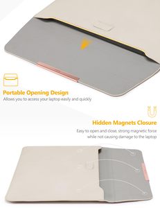 Housse pour ordinateur portable 15-16 pouces avec support pour <span class=keywords><strong>MacBook</strong></span> <span class=keywords><strong>Pro</strong></span> 16/15 M5-M1 XPS 15 Galaxy Book 15, étui en cuir PU imperméable Azul Haze Smiling - Product Image 4