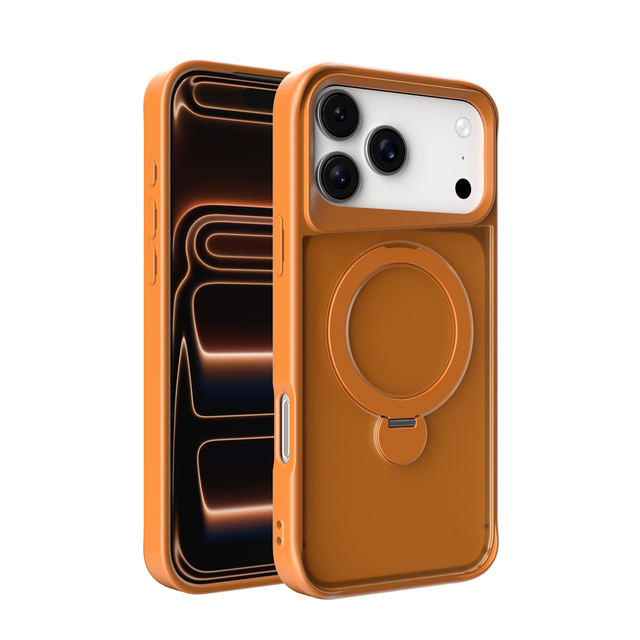 Skin-Feel TPU & PC Hybrid Magnetic Phone Case with Rotating Stand for iPhone 17 Pro Max Shockproof Drop Protection