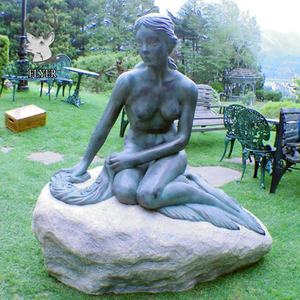 有名な人魚の像ロストワックスブロンズマーメイドウォーターフィーチャーホームプールの装飾のための彫刻 - Product Image 4