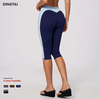 Leggings de yoga taille haute mi-mollet pour femme Dingtai, séchage rapide, compression, blocs de couleur, effet push-up, certifiés GCC