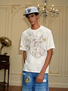 T-shirt Hip Hop a Maniche Corte Unisex, Design Ampio con Ricamo Stella e <span class=keywords><strong>Ragno</strong></span>, Stile Giovanile e Trendy per l'Estate - Product Image 2