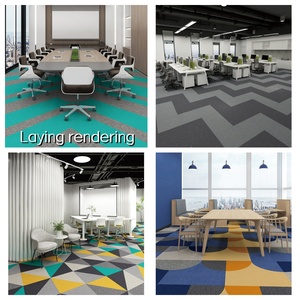 Taille personnalisée 50x50 Carrés PVC soutenu <span class=keywords><strong>Bureau</strong></span> <span class=keywords><strong>Tapis</strong></span> Carreaux Nylon Plain Plancher pour Commercial <span class=keywords><strong>Bureau</strong></span> Maison Utiliser Ignifuge Pile coupée - Product Image 5