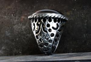 Anillo de Compromiso de Plata de Ley 925 con Ágata de Corte Ovalado Estilo Otomano Turco, Hecho a Mano, Chapado en Rodio, Engaste de Puntas, Estilo Vintage - Product Image 5