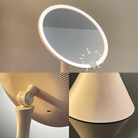 Miroir cosmétique LED de bureau pour femmes, utilisation domestique, lumière d'appoint intelligente, miroir de table portable, petit miroir pliable avec grossissement 3X/5X