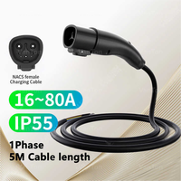 VanTon 16A 32A 48A 80A Tesla EV câble prise NACS connecteur Tesla pour chargeur de niveau 2 ou station de charge 5m cordon