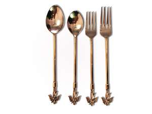 Couverts de luxe en acier, ensemble de 4 pièces en acier inoxydable avec titane plaqué or couleur or, service plat pour restaurant - Product Image 2