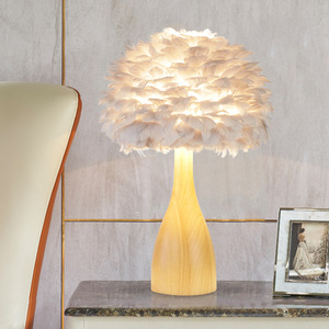 Lampe de table à plumes LED moderne, lampe de chevet pour enfant, style européen, lampe de bureau pour chambre de mariage, lampe de nuit pour salon, pour la maison, la librairie - Product Image 2