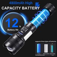 Lampe torche LED COB super lumineuse 100000 Lm, zoomable, rechargeable, avec fonction de banque d'alimentation d'urgence, pour extérieur, longue portée