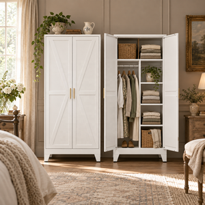 <span class=keywords><strong>Armoire</strong></span> en acier moderne <span class=keywords><strong>à</strong></span> 2 portes avec barre de suspension et étagères, grand meuble de rangement pour chambre <span class=keywords><strong>à</strong></span> coucher et maison - Product Image 1