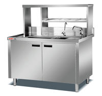 Meja Kerja Stainless Steel untuk Restoran, Dapur, Kedai Kopi, Bar, Peralatan, Stasiun Kerja Persiapan, Meja Bubble Tea dengan Wastafel