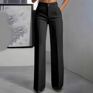 <span class=keywords><strong>Pantalon</strong></span> droit décontracté <span class=keywords><strong>taille</strong></span> <span class=keywords><strong>haute</strong></span> en polyester pour femme, style vintage européen et américain, nouvelle collection - Product Image 2