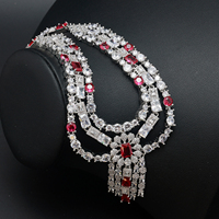 Ensemble de bijoux UBEIDO au design exquis en forme de goutte d'eau, ensemble de collier et de boucles d'oreilles en zircone cubique de haute qualité, pierre rouge, pour femmes