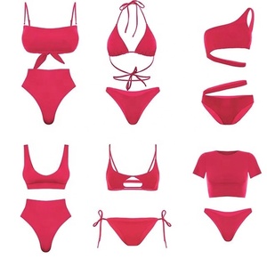 Sports Style Clashing <strong>Swimwear</strong> Manufacturer Women's Eco Friendly Bikini Custom Logo Bikini Shorts <strong>3</strong> <strong>Piece</strong> Set - Product Image 2