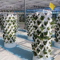 Sistem Hidroponik Menara Kebun Vertikal Rumah Tangga Besar Lampu LED Plastik ABS Food Grade 6-12 Lapis untuk Sayuran Buah