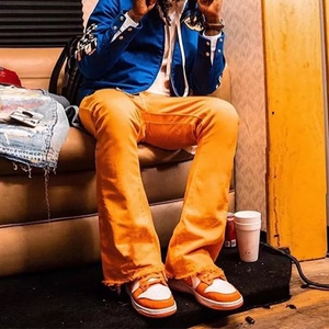 Jeans personnalisés pour hommes, coupe évasée tendance orange, coupe décontractée, denim extensible de qualité supérieure - Product Image 5