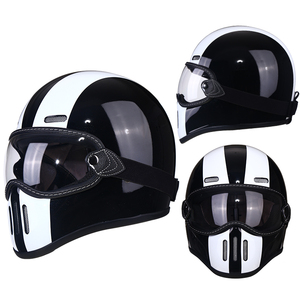 Venta caliente Retro Full Face Fibra de vidrio AD Cascos de motocicleta Tamaño XL con visera abatible Protección de seguridad para carreras de carretera - Product Image 1