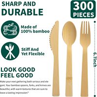 Poignée confortable 17CM ensemble de couverts en bambou couteau robuste fourchette et cuillère ustensiles de cuisine biodégradables jetables pour la fête de voyage