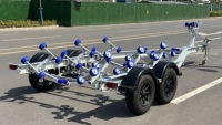 Wobbly Rollers Essieu tandem de remorque de bateau en aluminium de 21 pieds pour bateaux de 18 à 20 pieds avec frein hydraulique