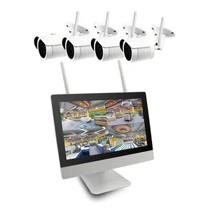 Sistema sem fio vigilância residencial cctv 12 polegadas, monitor lcd 4ch wifi nvr kit