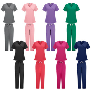 V-Neck <b>Scrub</b> Set For Women Moisture Wicking Breathable Hospital Uniforms Split Design All Season Wear - Product Image 1