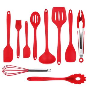 Ensemble de 10 ustensiles en silicone PA66 avec noyau en acier, antiadhésifs, résistants à la chaleur, pour une utilisation quotidienne en cuisine à la maison - Product Image 1