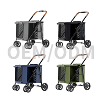 Poussette pour animaux de compagnie grand format, pliage rapide en un clic, respirante, facile à transporter, chariot de voyage extérieur pour animaux