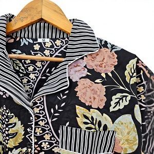 Ensemble de pyjama pour homme à manches longues à imprimé floral, 100% coton tricoté, vêtements de nuit décontractés, saison automne, doux, lavable en machine, cadeau pour elle - Product Image 2