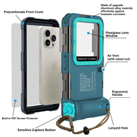Étui de protection pour téléphone de plongée IP68 étanche et antichoc, design sportif, en TPU+PC+alliage d'aluminium, boîtier de protection sous-marine 15M avec obturateur