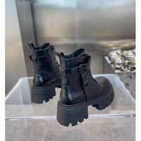 Bottes Femme 2026 Nouveau Style Montantes Noires Tendance Polyvalentes Rétro à Talon Compensé et Semelle Épaisse à Lacets Rehaussantes