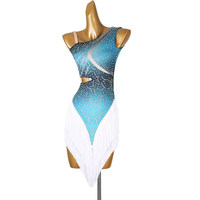 Robe de performance de danse latine à une épaule avec franges 2026 pour concours, examen artistique adulte, Rumba Cha-cha