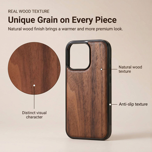 Coques de téléphone en bois gravées au laser pour la série iPhone, dos en bois naturel, TPU souple antichoc, personnalisables, DIY - Product Image 4