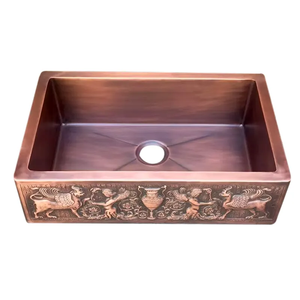 Évier <span class=keywords><strong>de</strong></span> cuisine en cuivre et laiton <span class=keywords><strong>d</strong></span>'<span class=keywords><strong>angle</strong></span>, trois bacs, évier <span class=keywords><strong>de</strong></span> style fermier - Product Image 5