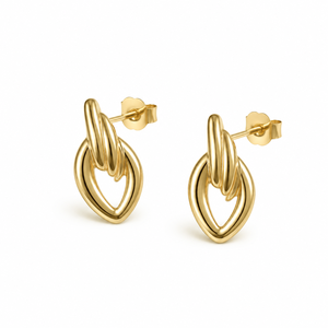 ต่างหูแบบเปิดลายฉลุหลายชั้น สแตนเลสสตีลชุบทอง 14K แบบสุญญากาศ ต่างหูห้อยทรงประติมากรรม - Product Image 1