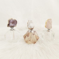 Nouveau produit lancement Agate Rose Quartz couvercle bouteille de parfum en cristal de Quartz naturel avec verre autres artisanat en cristal