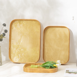 Mesh Bottom Handheld <b>Tray</b> Bamboo Square Portable <b>Tea</b> Serving <b>Tray</b> For Hotel Coffee <b>Tea</b> Drinks - Product Image 4
