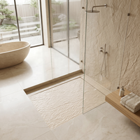 Receveur de douche DMC en pierre artificielle aspect pierre naturelle, alternative économique, fabrication OEM, abordable pour les projets de rénovation